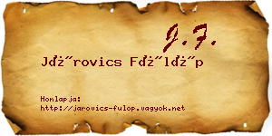 Járovics Fülöp névjegykártya